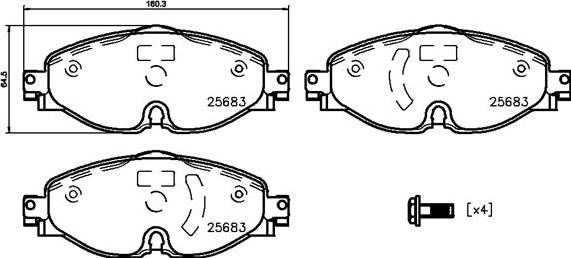 Brembo P85147N - Bremžu uzliku kompl., Disku bremzes ps1.lv