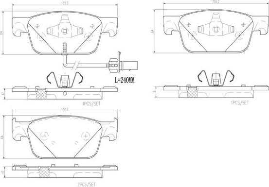 Brembo P85153N - Bremžu uzliku kompl., Disku bremzes ps1.lv