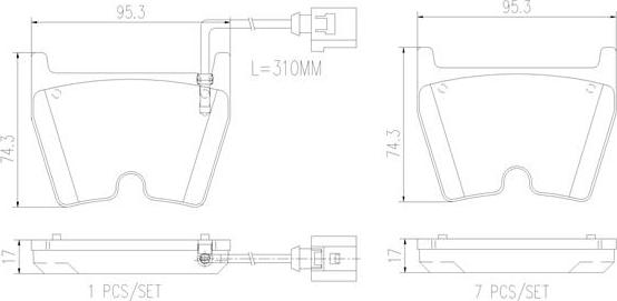 Brembo P85152N - Bremžu uzliku kompl., Disku bremzes ps1.lv