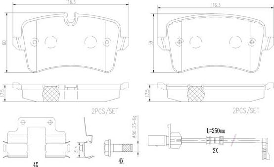 Brembo P85157N - Bremžu uzliku kompl., Disku bremzes ps1.lv