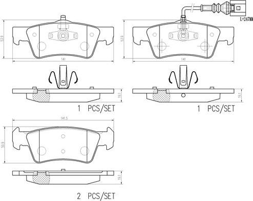 Brembo P85163N - Bremžu uzliku kompl., Disku bremzes ps1.lv