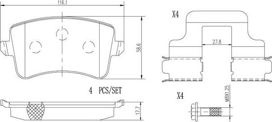 Brembo P85100N - Bremžu uzliku kompl., Disku bremzes ps1.lv