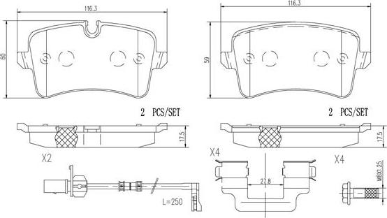 Brembo P85119N - Bremžu uzliku kompl., Disku bremzes ps1.lv