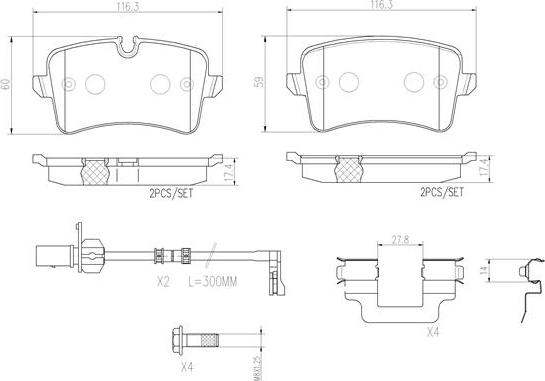 Brembo P85117N - Bremžu uzliku kompl., Disku bremzes ps1.lv