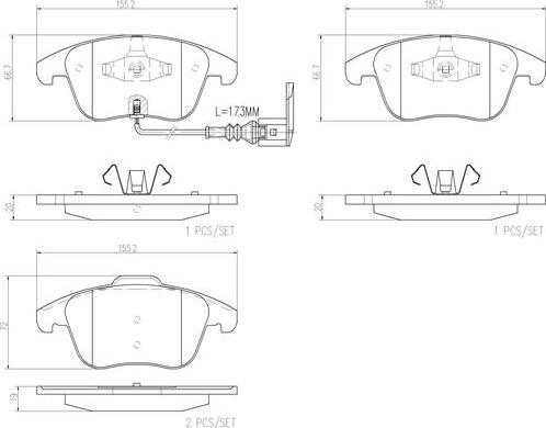 Brembo P85130N - Bremžu uzliku kompl., Disku bremzes ps1.lv