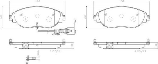 Brembo P85131N - Bremžu uzliku kompl., Disku bremzes ps1.lv