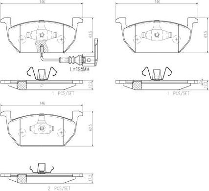 Brembo P85137N - Bremžu uzliku kompl., Disku bremzes ps1.lv