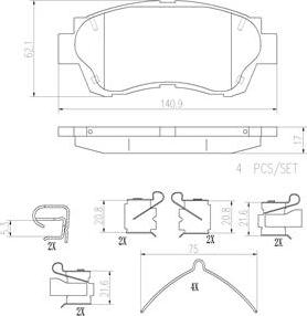 Brembo P83027N - Bremžu uzliku kompl., Disku bremzes ps1.lv