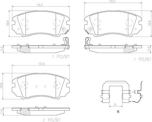 Brembo P30043N - Bremžu uzliku kompl., Disku bremzes ps1.lv