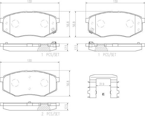 Brembo P30055N - Bremžu uzliku kompl., Disku bremzes ps1.lv