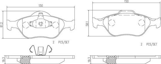 Brembo P24055N - Bremžu uzliku kompl., Disku bremzes ps1.lv