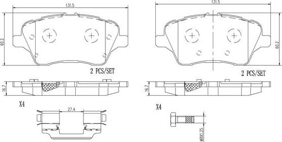 Brembo P24151N - Bremžu uzliku kompl., Disku bremzes ps1.lv