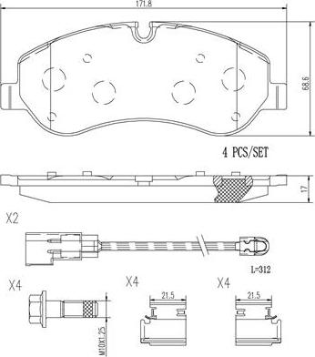 Brembo P24152N - Bremžu uzliku kompl., Disku bremzes ps1.lv