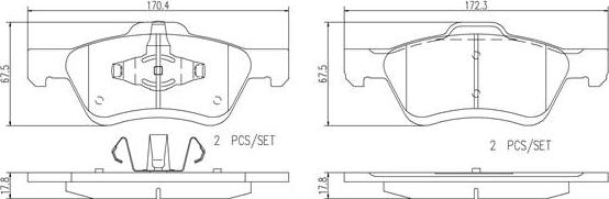 Brembo P24186N - Bremžu uzliku kompl., Disku bremzes ps1.lv