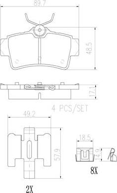 Brembo P24133N - Bremžu uzliku kompl., Disku bremzes ps1.lv