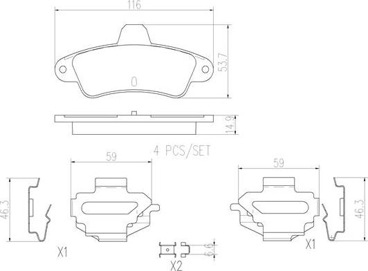 Brembo P24125N - Bremžu uzliku kompl., Disku bremzes ps1.lv