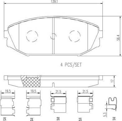 Brembo P28049N - Bremžu uzliku kompl., Disku bremzes ps1.lv