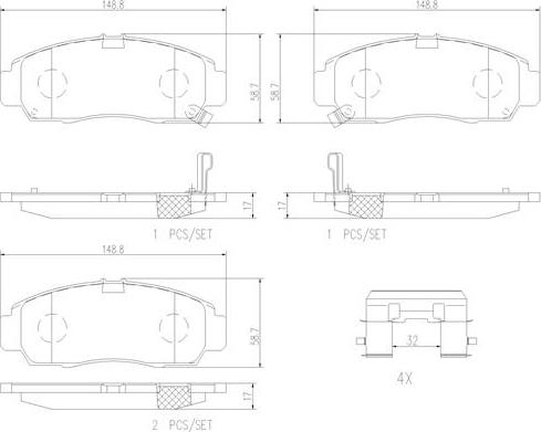 Brembo P28034N - Bremžu uzliku kompl., Disku bremzes ps1.lv