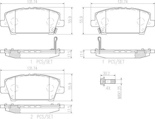 Brembo P28037N - Bremžu uzliku kompl., Disku bremzes ps1.lv