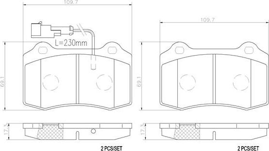 Brembo P23052N - Bremžu uzliku kompl., Disku bremzes ps1.lv