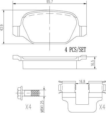 Brembo P23065N - Bremžu uzliku kompl., Disku bremzes ps1.lv