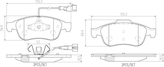 Brembo P23148N - Bremžu uzliku kompl., Disku bremzes ps1.lv