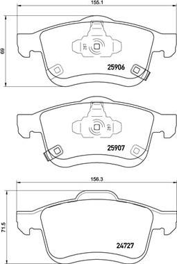 Brembo P 23 155 - Bremžu uzliku kompl., Disku bremzes ps1.lv