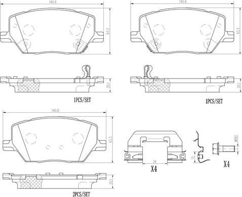 Brembo P23164N - Bremžu uzliku kompl., Disku bremzes ps1.lv