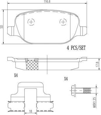 Brembo P23109N - Bremžu uzliku kompl., Disku bremzes ps1.lv