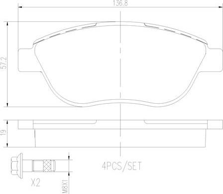 Brembo P23119N - Bremžu uzliku kompl., Disku bremzes ps1.lv