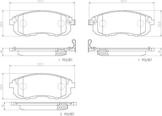 Brembo P23126N - Bremžu uzliku kompl., Disku bremzes ps1.lv