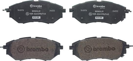 Brembo P 78 017X - Bremžu uzliku kompl., Disku bremzes ps1.lv