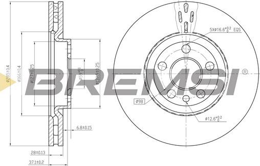 Bremsi CD7165V - Bremžu diski ps1.lv