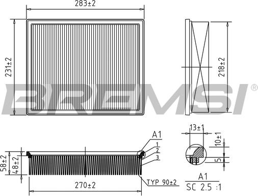 Bremsi FA0551 - Gaisa filtrs ps1.lv