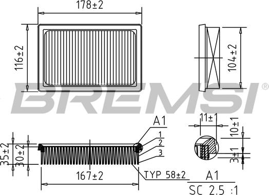 Bremsi FA0561 - Gaisa filtrs ps1.lv