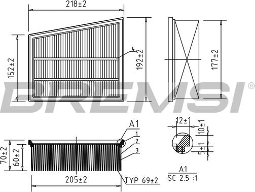 Bremsi FA0586 - Gaisa filtrs ps1.lv