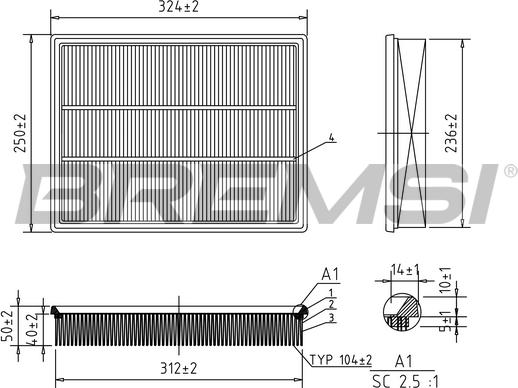 Bremsi FA0579 - Gaisa filtrs ps1.lv