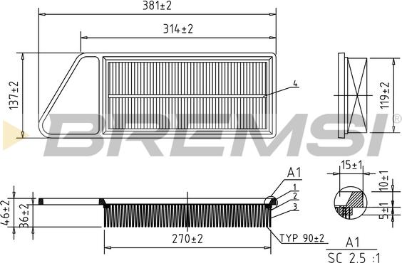 Bremsi FA0577 - Gaisa filtrs ps1.lv