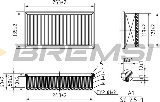 Bremsi FA0652 - Gaisa filtrs ps1.lv