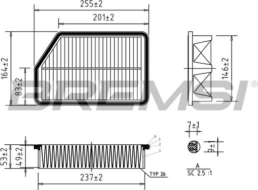 Bremsi FA0607 - Gaisa filtrs ps1.lv