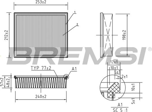 Bremsi FA0628 - Gaisa filtrs ps1.lv