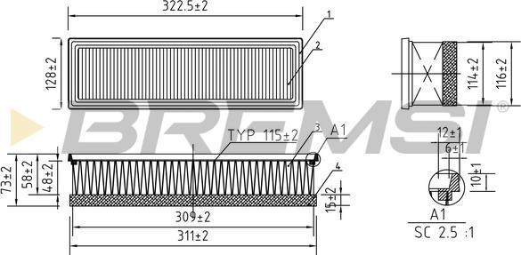 Bremsi FA0113 - Gaisa filtrs ps1.lv