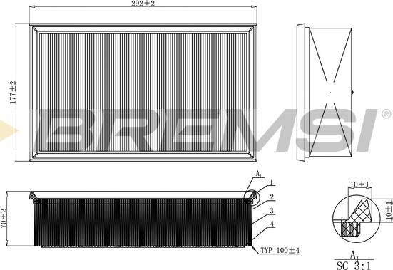 Bremsi FA0214 - Gaisa filtrs ps1.lv