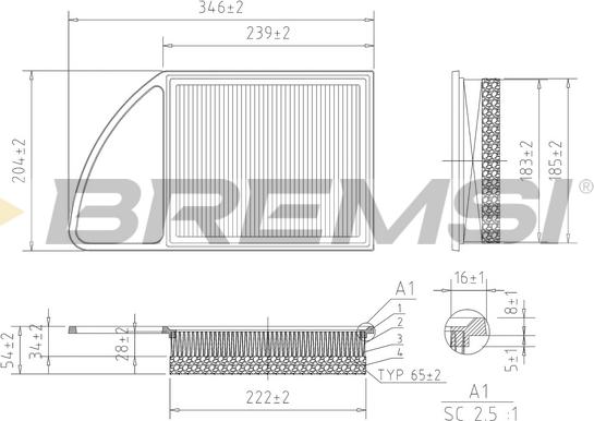 Bremsi FA0216 - Gaisa filtrs ps1.lv