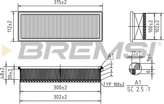 Bremsi FA0210 - Gaisa filtrs ps1.lv