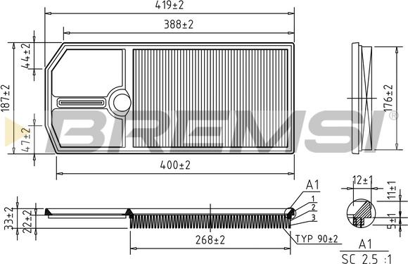 Bremsi FA1258 - Gaisa filtrs ps1.lv