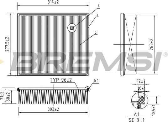 Bremsi FA1252 - Gaisa filtrs ps1.lv