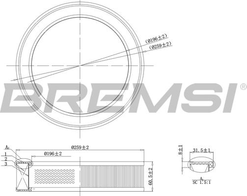 Bremsi FA2068 - Gaisa filtrs ps1.lv