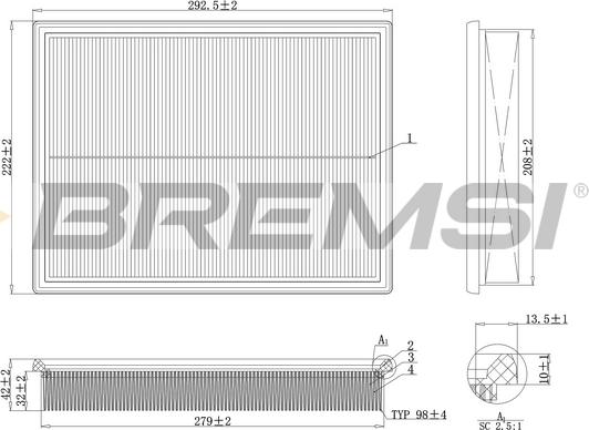 Bremsi FA2105 - Gaisa filtrs ps1.lv