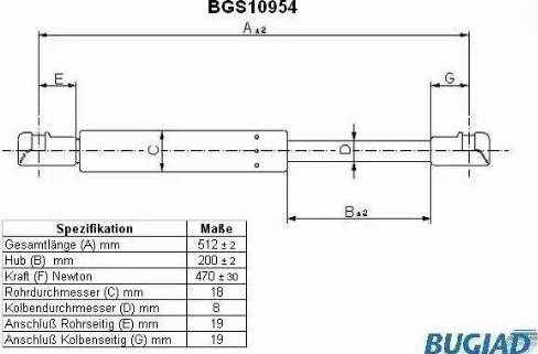 Bugiad BGS10954 - Gāzes atspere, Bagāžas / Kravas nodalījuma vāks ps1.lv